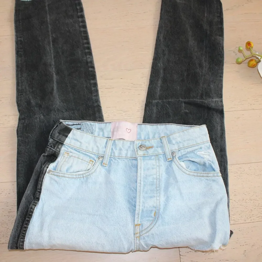 REVICE DENIM Stretch Two Tone Ex-Boyfriend Harlow Wash Celebrity High Rise | 26 - Picture 4 of 12